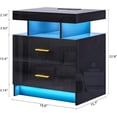 thumbnail image 2 of HNEBC Auto LED Nightstand with Wireless Charging Station & USB Ports,High Gloss Bedside Tables with 2 Drawers,Floating Nightstand with 3 Color & Adjustable Brightness Embedded LED Light Strip, 2 of 16