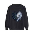 thumbnail image 3 of Ichuanyi Womens Fall Tops, Women's Casual Horse Head Heart-Shaped Printing Raglan Long Sleeve Blouse Tops, 3 of 4