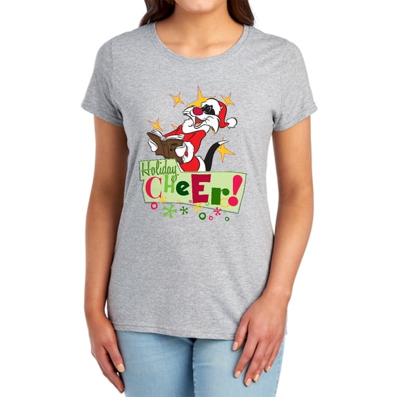 Looney Tunes Cheer Sylvester Women's T Shirt, Athletic Heather, Small