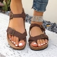 thumbnail image 3 of Pandaie Women's Thong Slide Sandals Cork Footbed Open Toe Summer Flip Flops Comfortable Slip on Slides Sandal with Ankle Buckles Strap Brown 6.5, 3 of 9