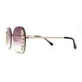 thumbnail image 3 of Womens Marquise Cut Rhinestone Floral Trim Rimless Butterfly Sunglasses Gold Purple, 3 of 4