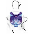 thumbnail image 1 of Space Cat Apron Kitty Head in Geometrical Lines with Star Cluster Cosmology Image, Unisex Kitchen Bib Apron with Adjustable Neck for Cooking Baking Gardening, White Sky Blue and Purple, by Ambesonne, 1 of 3