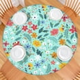 thumbnail image 2 of Spring Tablecloth with Floral Design and Elastic Edge, Reusable and Durable Polyester Material, Fits 44-52 Inch Round Dining Table, 2 of 6