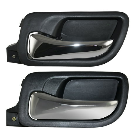 Drivers Set of Front & Rear Inside Door Handles Chrome Lever w/ Black Housing Replacement for Honda Accord 72160SDAA02ZC 72660SDAA02ZA
