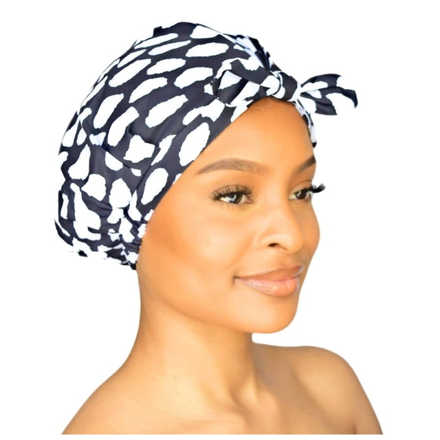 GRACE & COMPANY Bonnet de Douche de Luxe pour Femmes - 100% Imperméable Réutilisable Lavable et Respirant - Casablanca