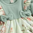 thumbnail image 5 of MANHUJI Newborn Clothes for Girls Infant Girls Ruffles Long Sleeve Ribbed Floral Prints Bowknot Romper Newborn Bodysuits Dress Headbands Set 3-6 Month Sleepers (Green,80), 5 of 6