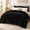 Black-Full, variant on Black Queen Faux Bubble Comforter Set, Warm Cozy Fluffy 3-Piece Bedding Set