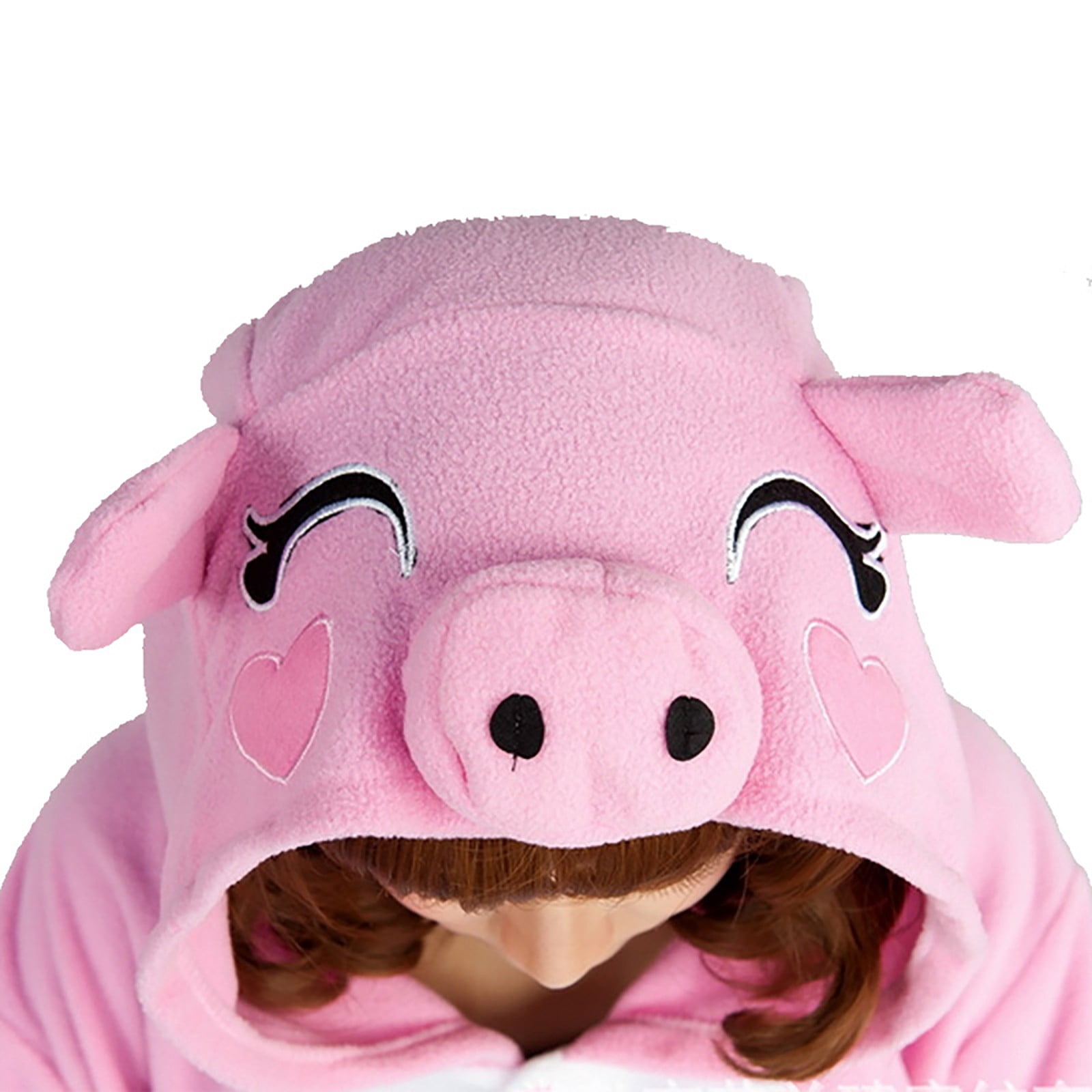 ZJXFGS Hoodie Onesie for Women, Animal Onesie, Cosplay Costume for Men Women, Unisex One-Piece Pajamas, Soft Cozy Onesie Costume Pink L