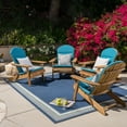 thumbnail image 2 of GDF Studio Cartagena Outdoor Acacia Wood Folding Adirondack Chairs with Cushions, Set of 4, Natural and Dark Teal, 2 of 9