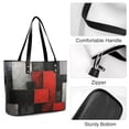 thumbnail image 4 of Vinatge Geometric Abstract Art Red Gray Black Woman Leather Handbags Large Tote Bag Fashion Portable Handbags With Zipper, 4 of 7