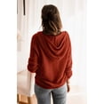 thumbnail image 4 of Pull à Capuche pour Femmes, Décontracté, Boutonné, Col en V, Manches Longues, Tricoté, Henley, 4 of 5