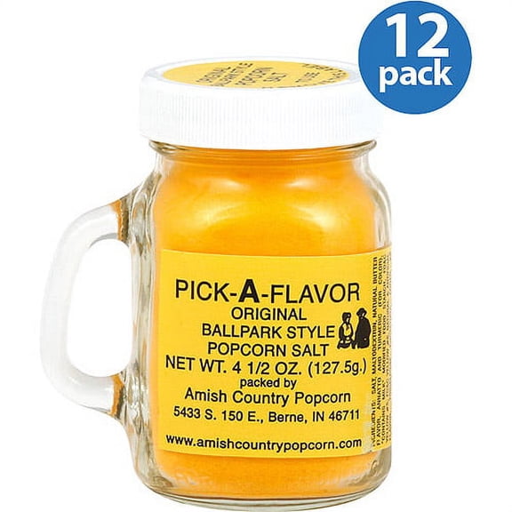 Amish Country Popcorn Pick-A-Flavor Original Ballpark-Style Popcorn Salt, 4.5 oz, (Pack of 12)