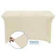 LUSHVIDA 4ft Stretch Spandex Table Cover- Rectangular Fitted Stretchable Wrinkle Resistant ...