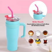 Vacuum Insulated Stainless Steel Cold1 40 fl oz. Tumbler Mug with 3 Way Lid, Straw, Handle - Glacier Opaque Gloss