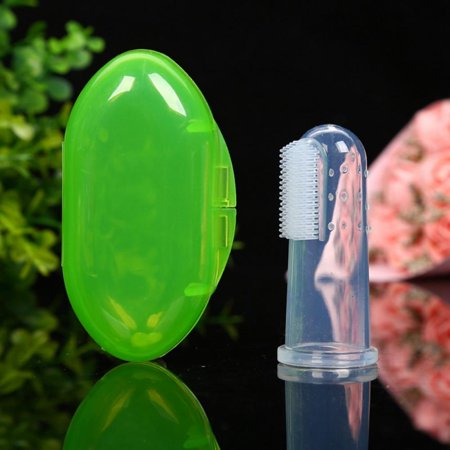 Newborn Baby Finger Toothbrush Soft Silicone Teether Toodler Teeth Massager 1Set
