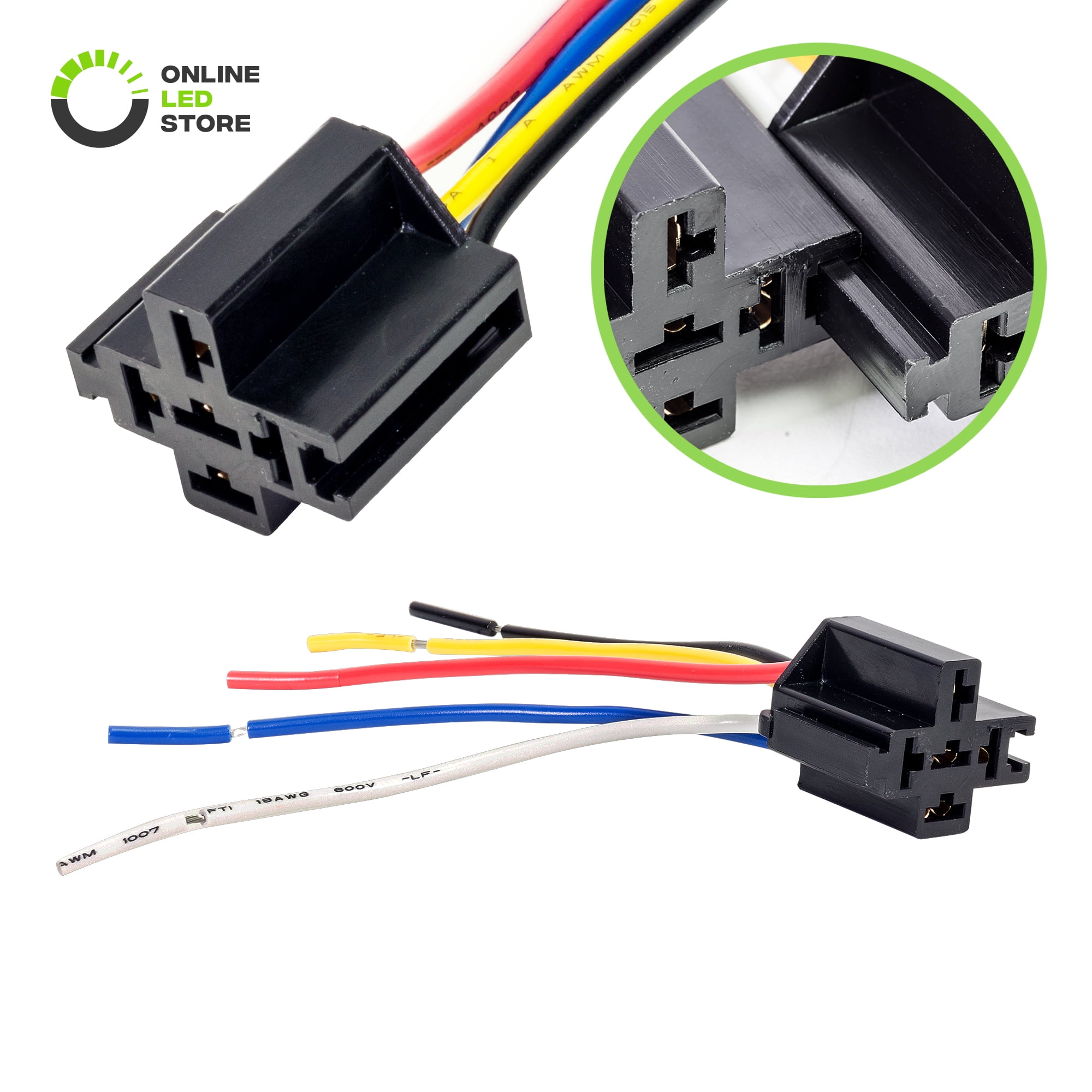 1Pcs 5 Pin Cable Relay Socket Harness Connector DC 12V for Car ES 