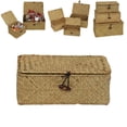 thumbnail image 2 of Seagrass Woven Storage Basket with Lid, Square Decorative Wicker Bin for Home Organization, 8.5"X8.5", Stackable Design, 1* Storage Basket, 2 of 9