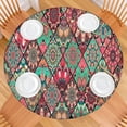 thumbnail image 2 of Green Geometric Diamond Pattern Round Fitted Tablecloth with Elastic Edge,Dining Table Cover Waterproof,Outdoor Round Tablecloth for Camping,Dining,Indoor and Outdoor, 2 of 7