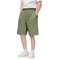 thumbnail image 2 of Summer Breathable Ice‑Silk Children Knee‑Length Casual Shorts, Stretchy Elastic Waist Side Pocket Solid‑Color Outdoor Sports Shorts for Boys and Girls 4‑16Y, 2 of 9
