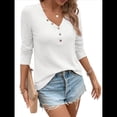 thumbnail image 2 of Blusa de Otoño con Cuello en V, Larga, Cuello Halter y Botones, Informal, Elegante, de Punto Gofre para Mujer. XL, 2 of 7