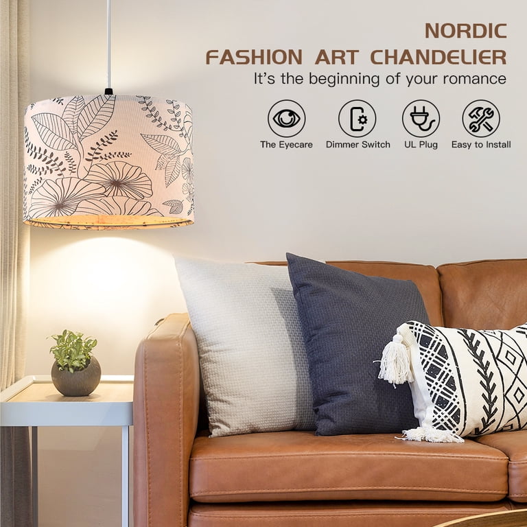 Cinkeda Plug-In Dimmable Pendant Light with Floral Shade photo 6