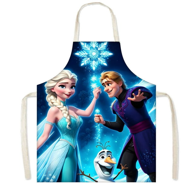 Frozen Princess Elsa Frozen Children's Adult Parent Child Handicraft Activity Anti fouling Apron Neck(56*45 cm)