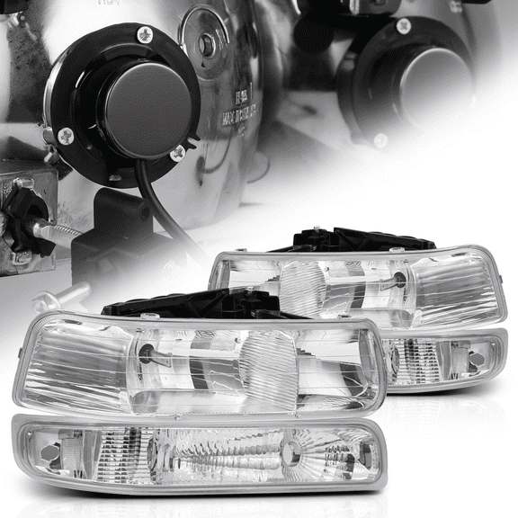 Magshion Headlights Assembly with Pre-Assembled 6000K LED Bulbs for 1999-2006 Silverado Tahoe, Chrome Housing Clear Lens Clear Corner