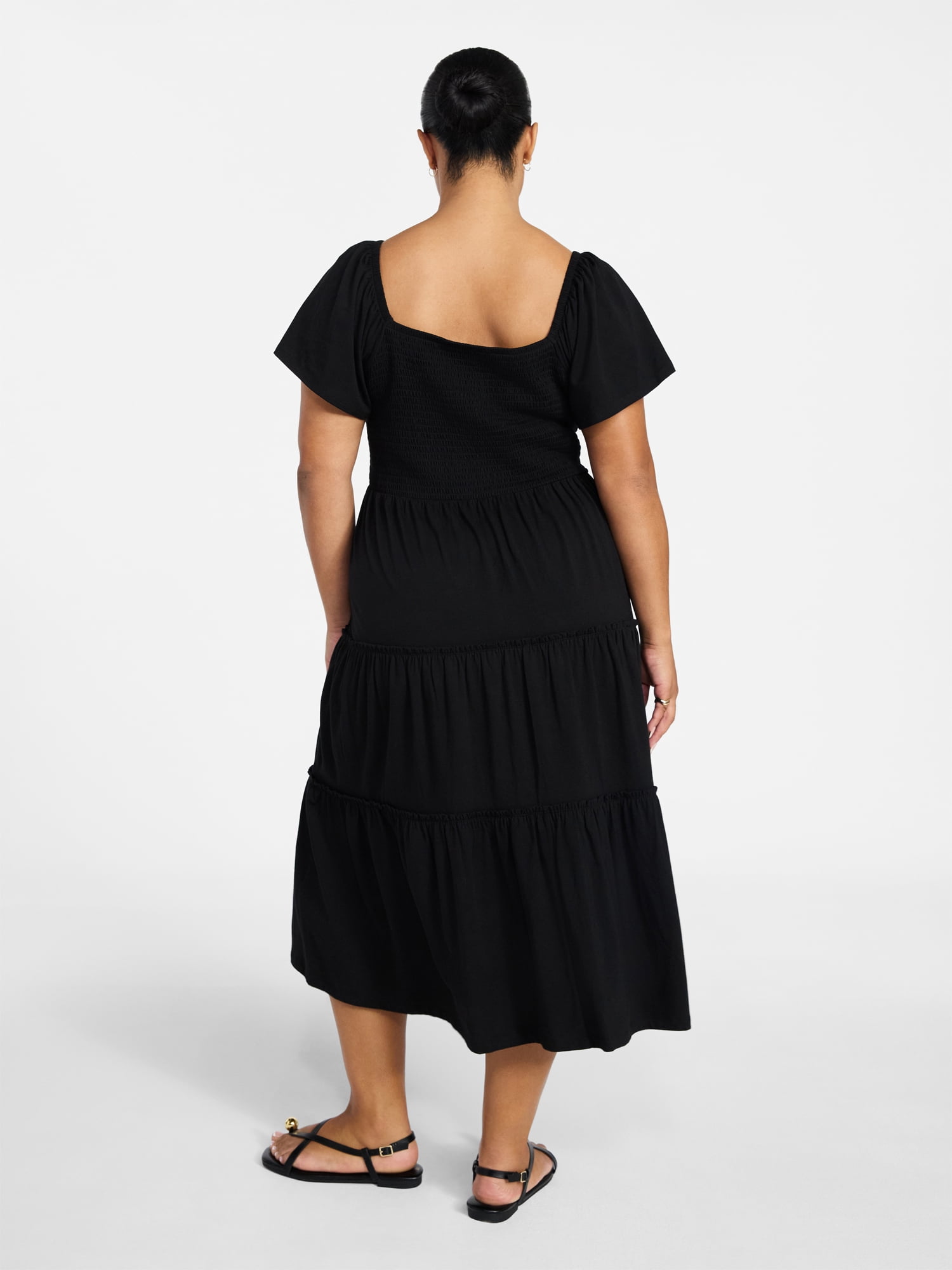 Terra & Sky Women's Plus Size Square Neck Smocked Dress, Sizes 0X-4X