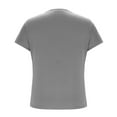 thumbnail image 6 of LADIGASU Women's Casual Solid Color Short Sleeve Round-Neck Blouses Shirts, 6 of 7