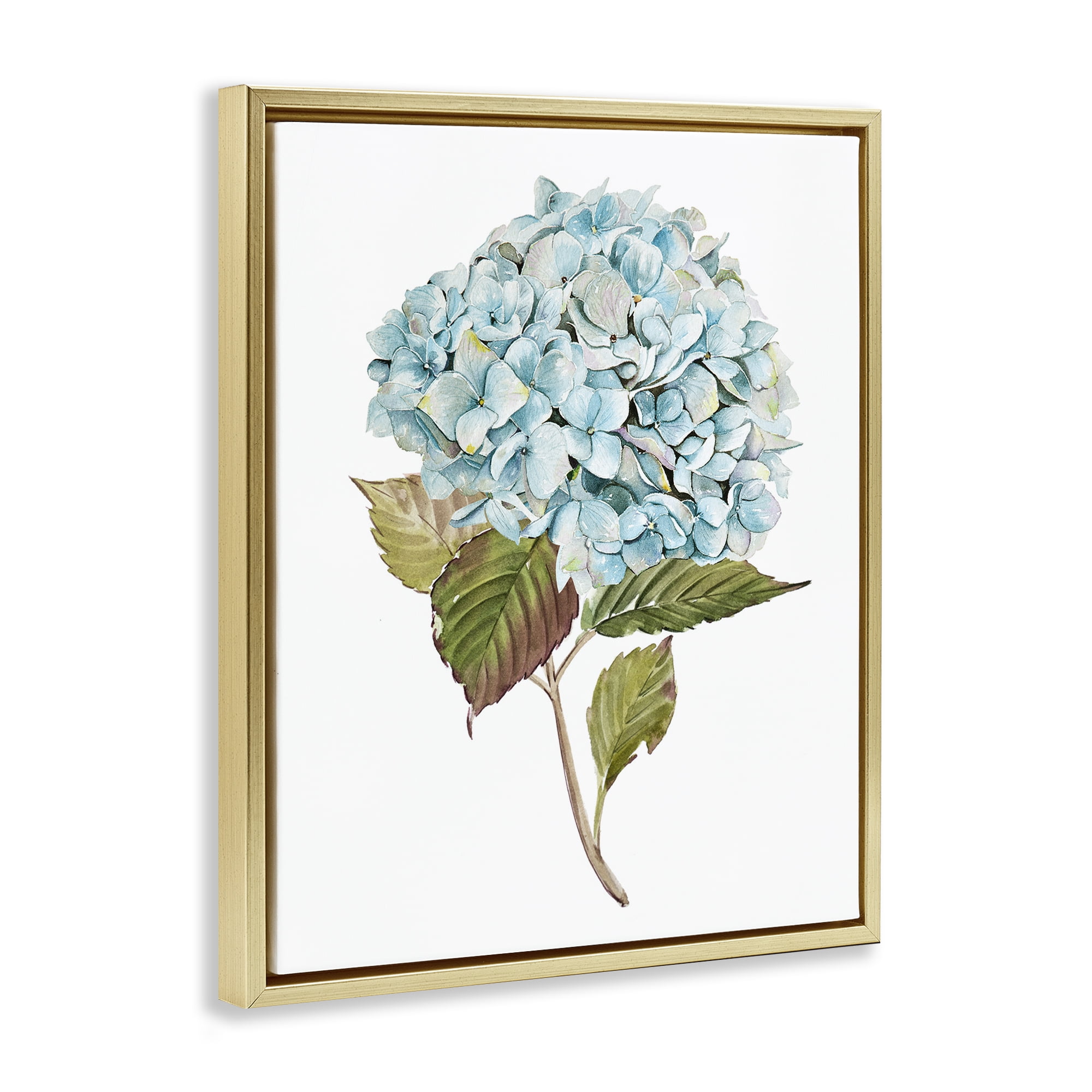 Stupell Industries Simple Hydrangea Bud Botanical & Floral Painting Gold Floater Framed Art Print Wall Art, 17 x 21