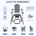 thumbnail image 5 of SERWALL HDPE Outdoor Swivel Bar Chair, Bar Height Adirondack Barstools, All Weather Pub Bar Chair, Gray, 5 of 5