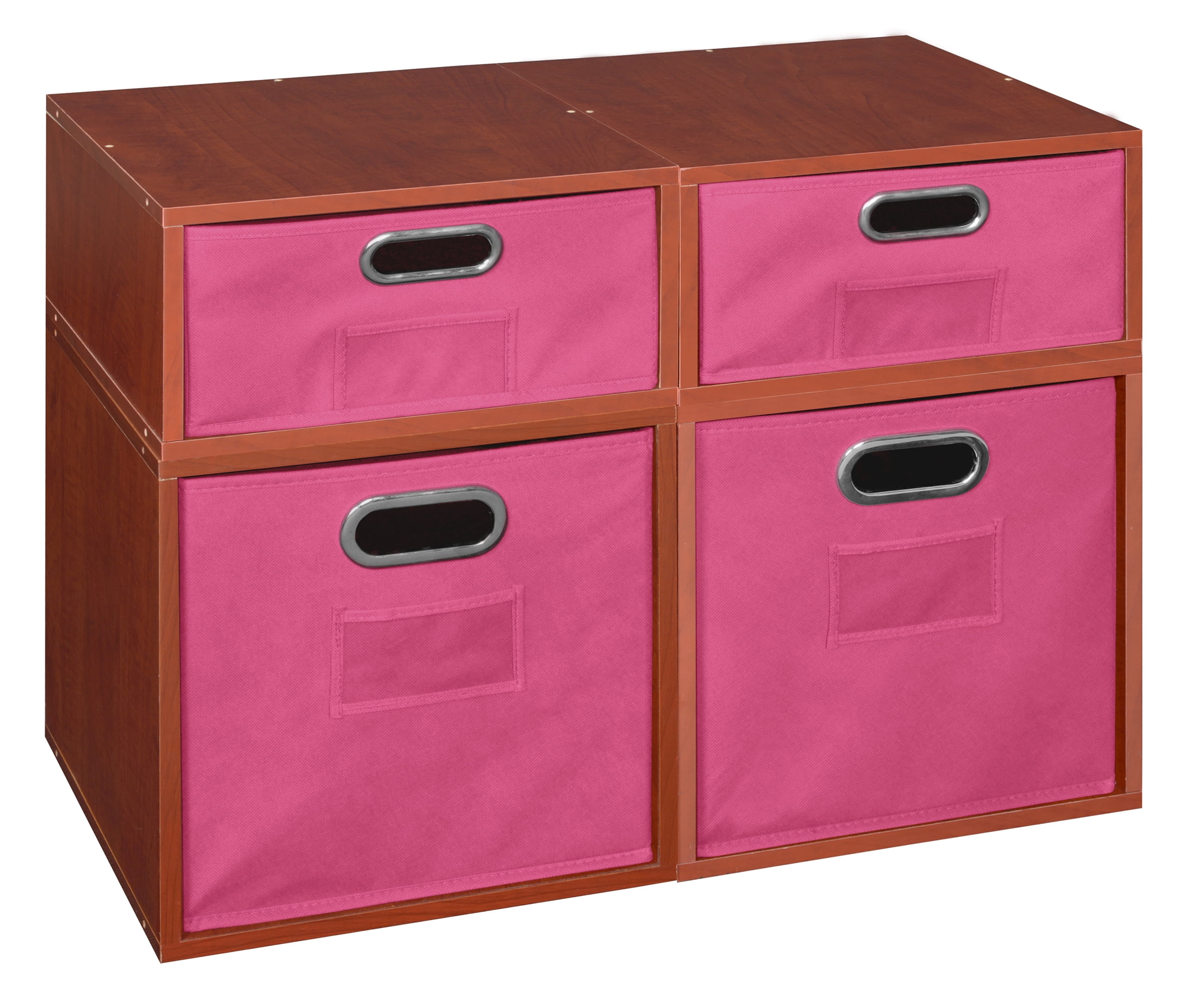 Niche Cubo Storage Set 2 Full Cubes/2 Half Cubes with Foldable Storage Bins Cherry/Pink
