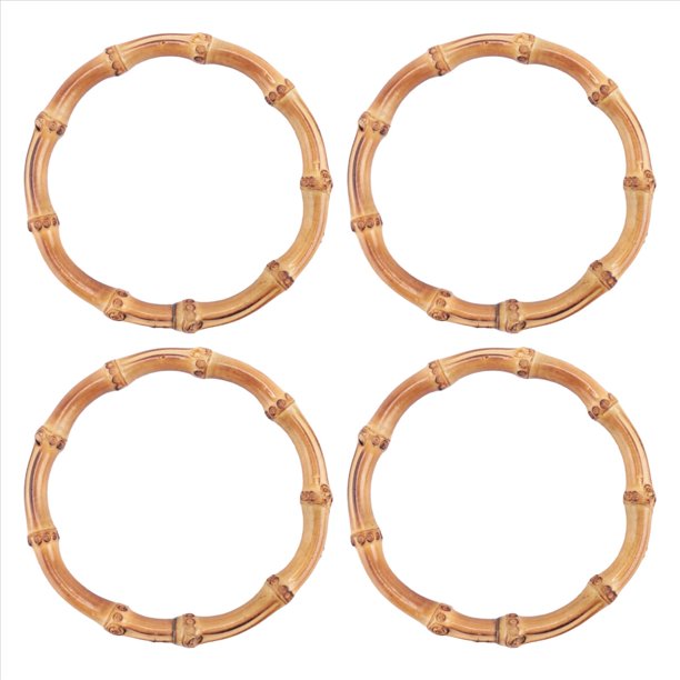 4 Piezas Reemplazos de Resolver Bolsa Bambú Redondo Madera Hecho una Mano Bolso Monedero Asas para la ElaboracióN Bolsos
