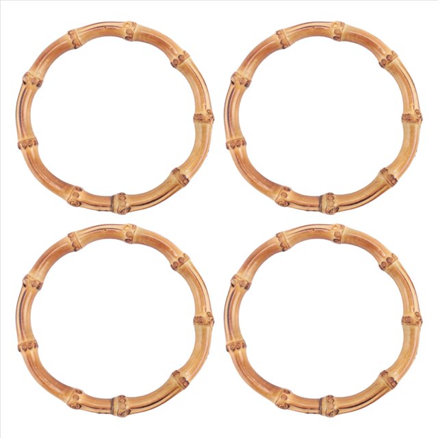 4 Piezas Reemplazos de Resolver Bolsa Bambú Redondo Madera Hecho una Mano Bolso Monedero Asas para la ElaboracióN Bolsos