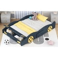 thumbnail image 4 of Full Size Race Car-Shaped Platform Bed with Wheels and Storage, Dark Blue&Yellow 60AAC, 4 of 9