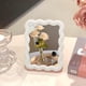 thumbnail image 2 of Espejo de maquillaje de mesa con forma de onda, espejo plegable portátil, lindo espejo de viaje para maquillaje de pie o colgado, decoración del hogar, 2 of 5