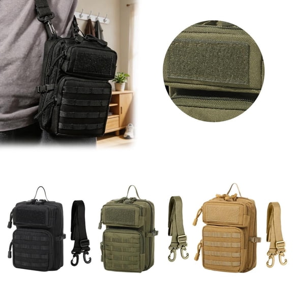 Sling Crossbody Bag, Outdoor Travel Shoulder Pack with Adjustable Strap, Hunting EDC MOLLE Utility Compact Chest Bag for Hiking Camping Daily Use, Multiple Colors