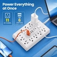 thumbnail image 3 of BOHASHIN 10FT Flat Plug Power Strip Surge Protector, 11 AC Outlets with 4 USB & 2 USB-C Ports, 1250W/10A Extension Cord, Overload Protection, Wall Mount for Home Office Dorm(White)), 3 of 9