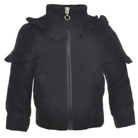 - Urban Republic Girls Black Ruffle Trim Full Zipper Closure Jacket