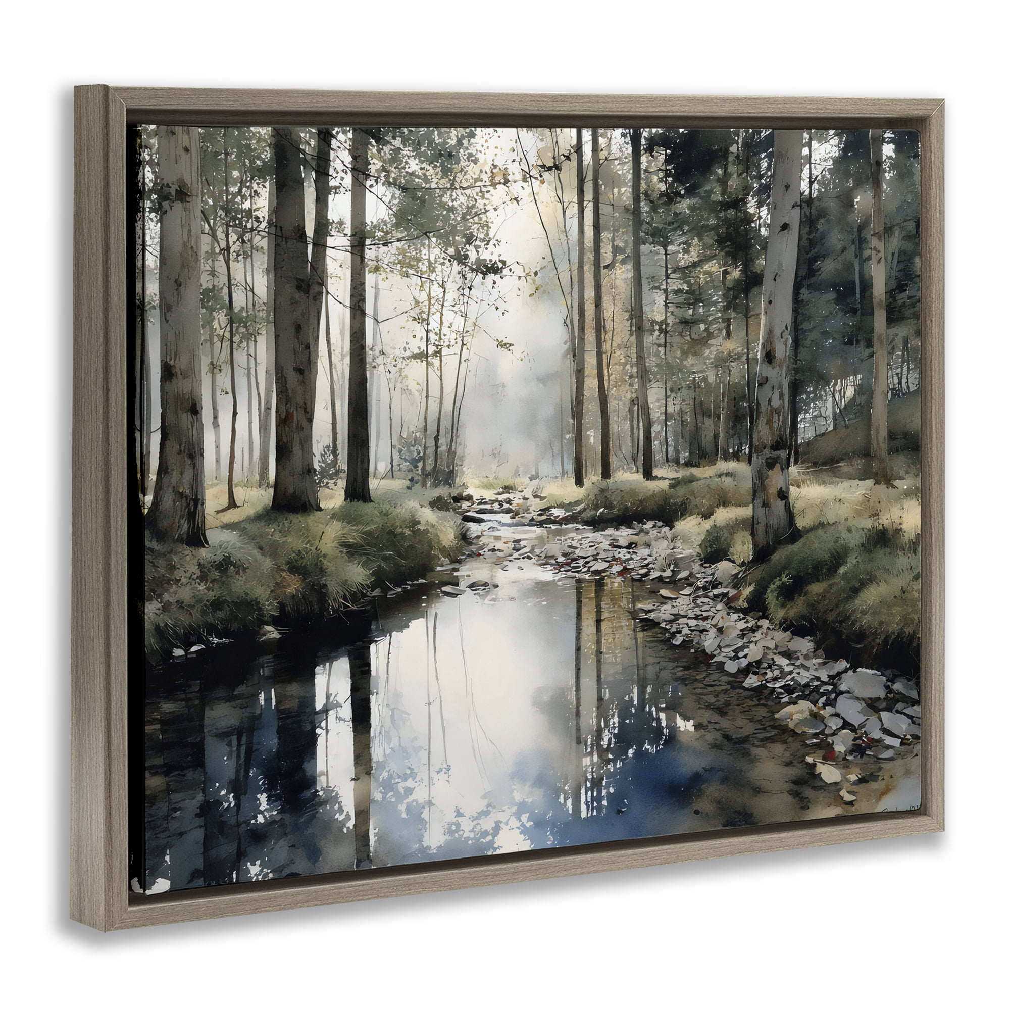 Stupell Industries Woodland Wonder Creek Brown Framed Floater Canvas Wall Art, design by Franklyn Gregory