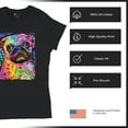 thumbnail image 4 of Tee Hunt Cute Pug Puppy T-Shirt Dean Russo Colorful Neon Mosaic Dog Women's T-Shirt Tee, Black, Large, 4 of 5