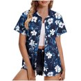 thumbnail image 1 of Pantalones Cortos para las Mujeres Sexy, Blusas de Estilo Hawaiano Impreso, Botón Arriba Cuello Turndown Superior, 1 of 8