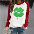 thumbnail image 2 of St. Patrick's Day Shirts for Women Crew Neck Casual Long Sleeve Patchwork Funny Printed Pullover Tops Sweatshirts(Red,XL), 2 of 5