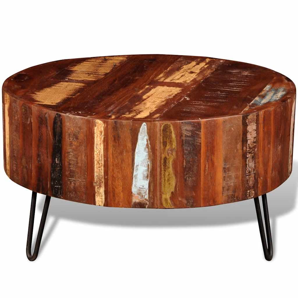 vidaXL 1 Piece Round Coffee Table Solid Reclaimed Wood for Living Room