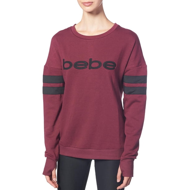 Bebe Sport Womens Fleece Lined Striped Sweatshirt Red L Walmart Com