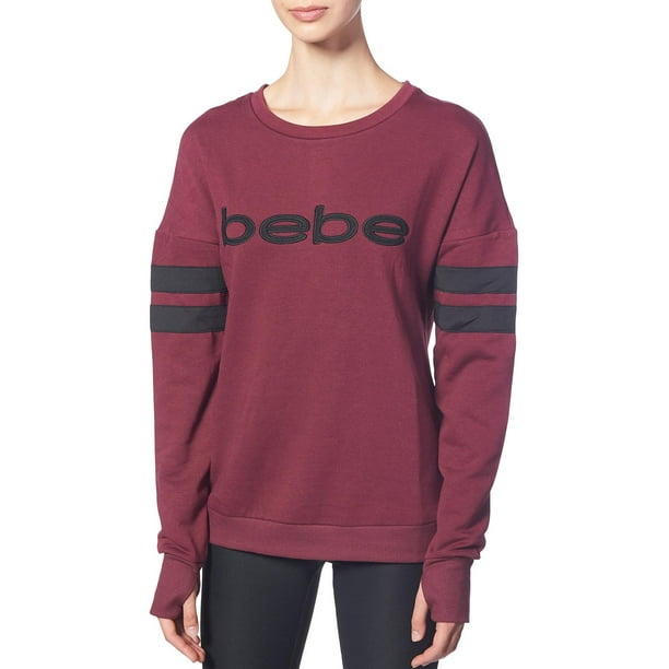 Bebe Bebe Sport Womens Fleece Lined Striped Sweatshirt Walmart Com Walmart Com