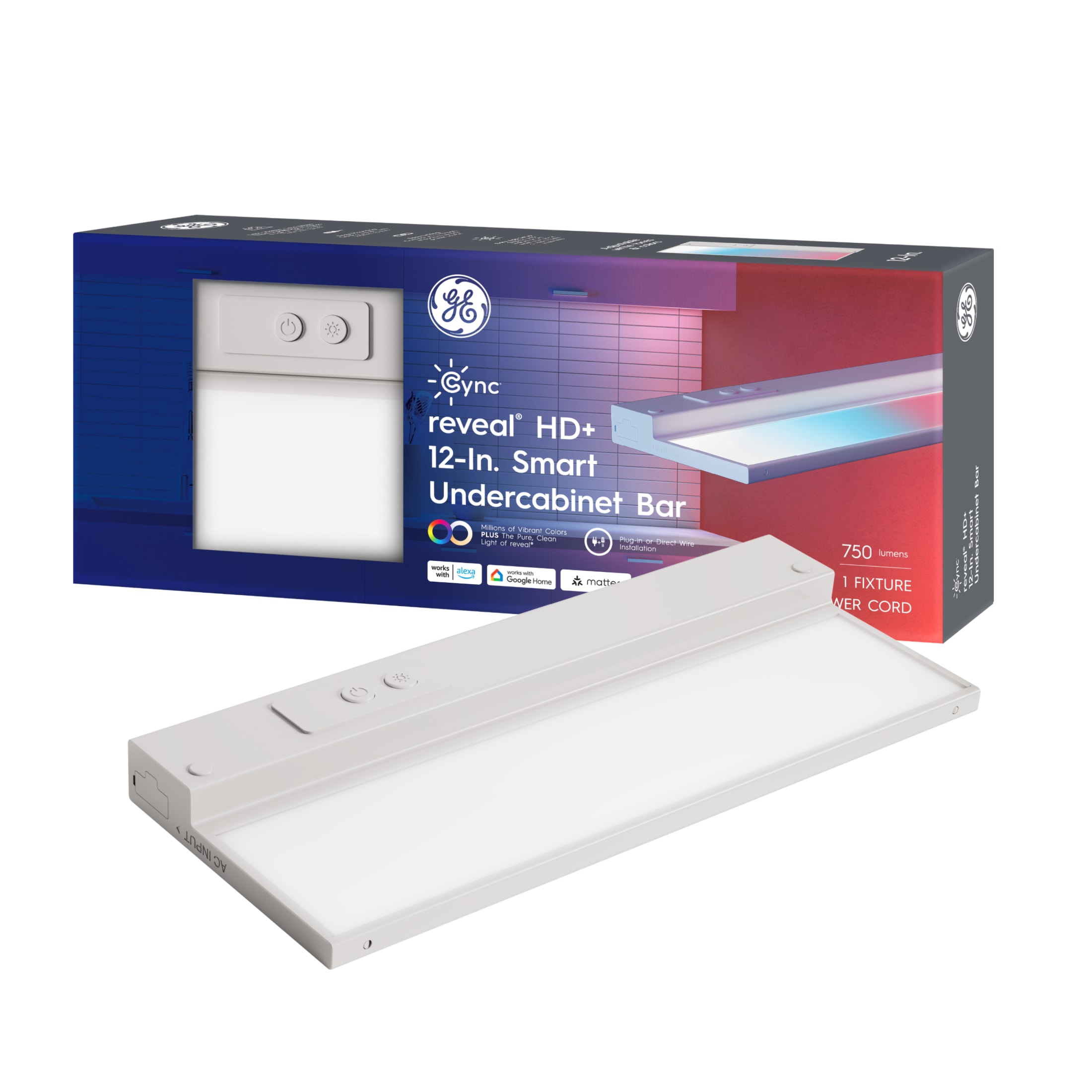 GE Cync Reveal Smart LED Under Cabinet Light Fixture, Color Changing Kitchen Light, 12in