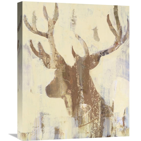Global Gallery Albena Hristova 'Golden Antlers II Neutral Grey' Canvas Wall Art
