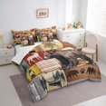 thumbnail image 3 of Feelyou Rustic Farmhouse Bear Bedding Comforter Set 7pcs, Retro Patchwork Buffalo Queen Bedding Sets, Western Lake house Reversible Queen Sheet Sets, Luxury Bedroom Decor, 3 of 8