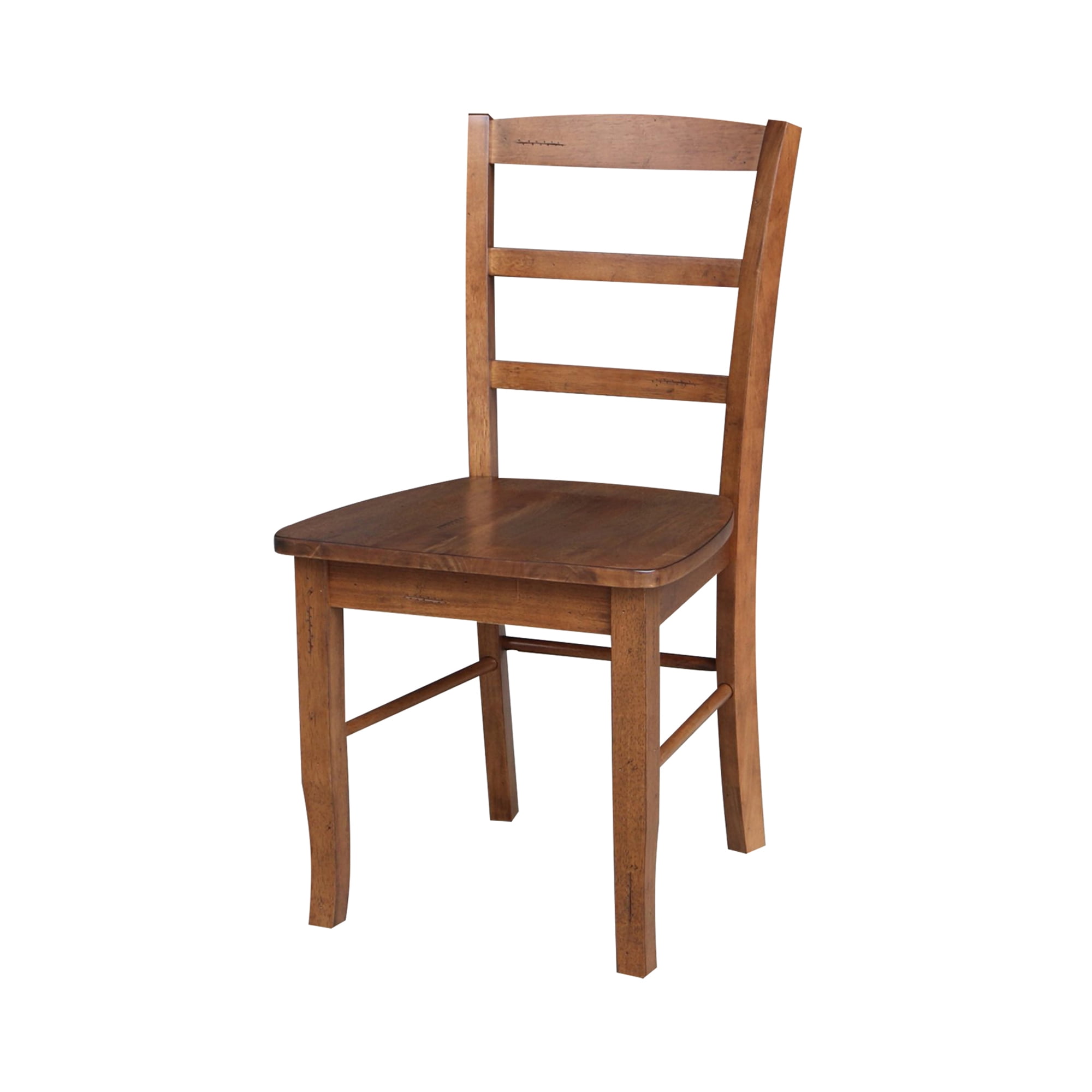 Set of 2 Solid Wood Madrid Ladderback Chairs in Distressed Oak